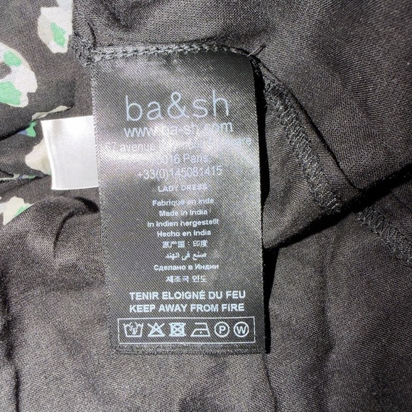 BA&SH Beth Floral Tiered Puff Sleeve Mini Dress Size M Black Dark Cottagecore - Picture 10 of 10